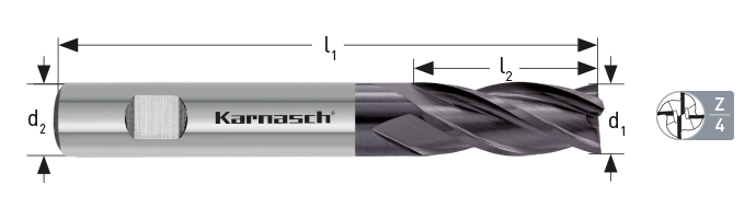 Karnasch HSSX-V2 frees, type N d=10,0/Z=4 HB TIALN-FUTURA Art: 4416611000