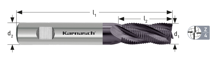Karnasch HSSX-V2 ruwfrees, type vlamR d=20,0/Z=4 HB TIALN-FUTURA Art: 4416632000
