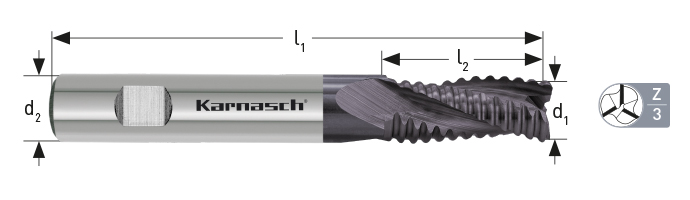 Karnasch HSSX-V2 ruwfrees, type vlamR d=6,0/Z=3 HB TIALN-FUTURA Art: 4424690600