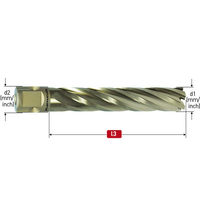 Karnasch HSS-XE kernboor, Nitto/Uni-opname 19mm, snijdiepte 80 mm, Gold-Line80 Ø1-9/16" art. 201625095