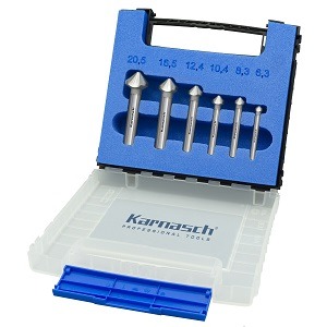 Karnasch Verzinker-set HSS-XE, 100° met ongelijke snijkant-verdeling 6.3, 8.3, 10.4, 12.4, 16.5, 20.5 mm art. 201655