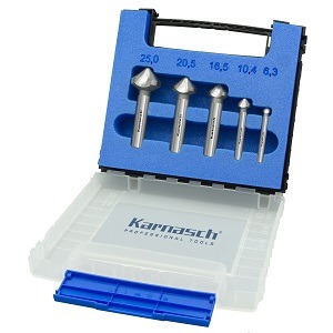 Karnasch Verzinker-set HSS-XE, 100° met ongelijke snijkant-verdeling 6.3, 10.4, 16.5, 20.5, 25,0 mm art. 201656
