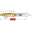 Karnasch trappenboor HSS-XE TIN met bitopname, gespiraliseerd, d=6-12mm art. 213040