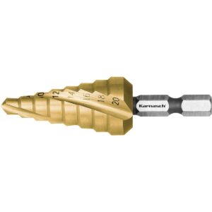 Karnasch trappenboor HSS-XE TIN met bitopname, gespiraliseerd, d=6-20mm art. 213041