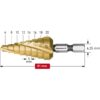 Karnasch trappenboor HSS-XE TIN met bitopname, gespiraliseerd, d=6-20mm art. 213041